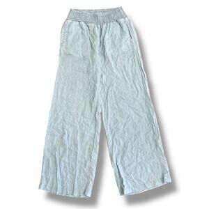 Dear John XS‎ Wide Leg Pants Light Blue Smocked Waist Flowy Summer Trousers